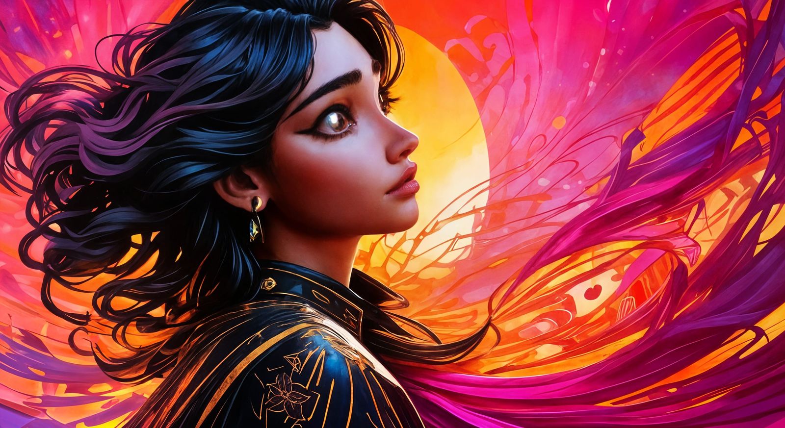 Dreamlike Portrait with Architectural Elements