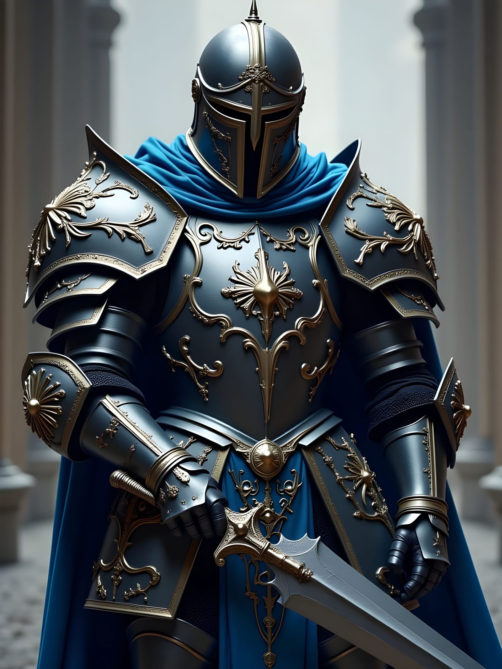 Knight in Shining Medieval Armor for Royal Service