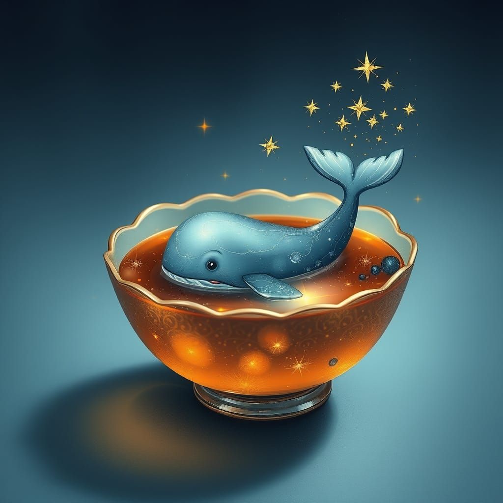 Whale Creates Constellations in Starlight Tea Bowl