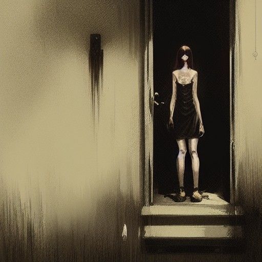 Sinister Girl in Doorway, Digital Art Style