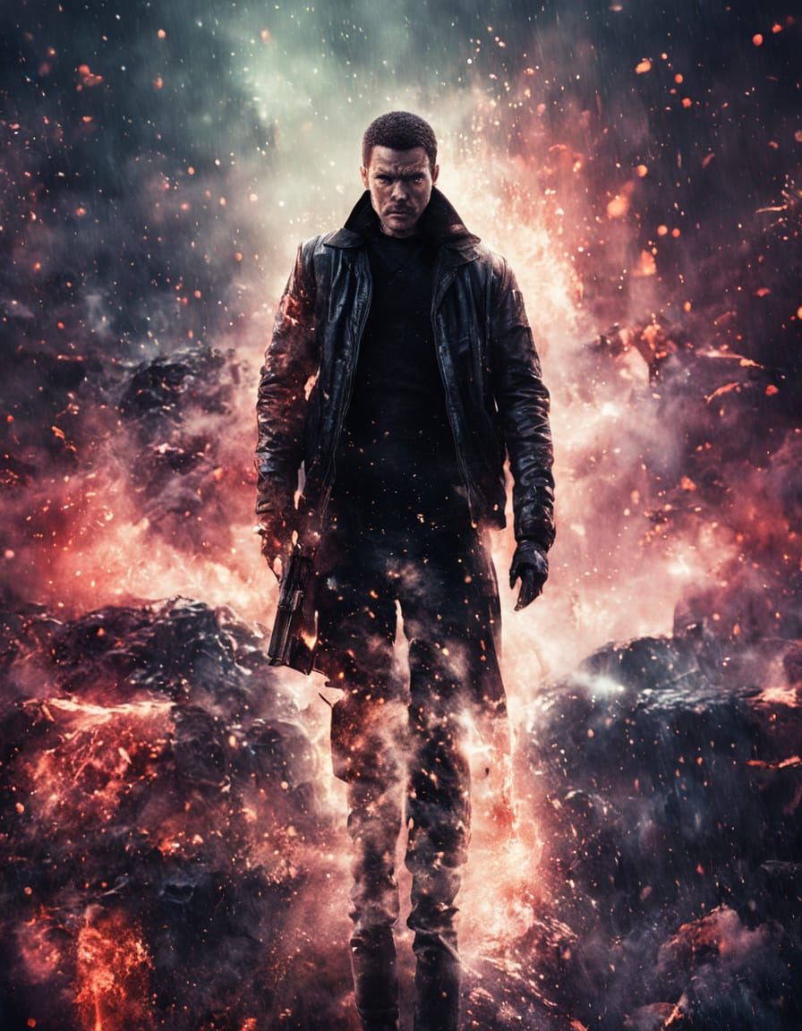 Dark Action Thriller Poster in Cinematic Style