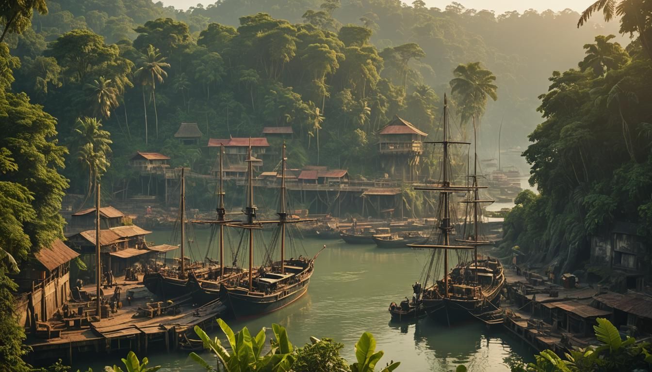 Lush Srivijaya Trading Post at Golden Hour