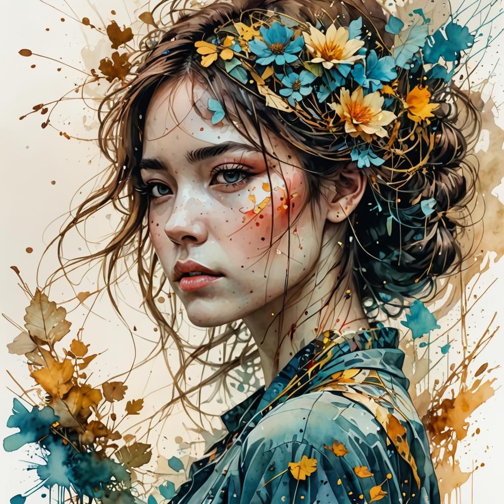 Daydreaming Illustration in Digital Watercolor Style