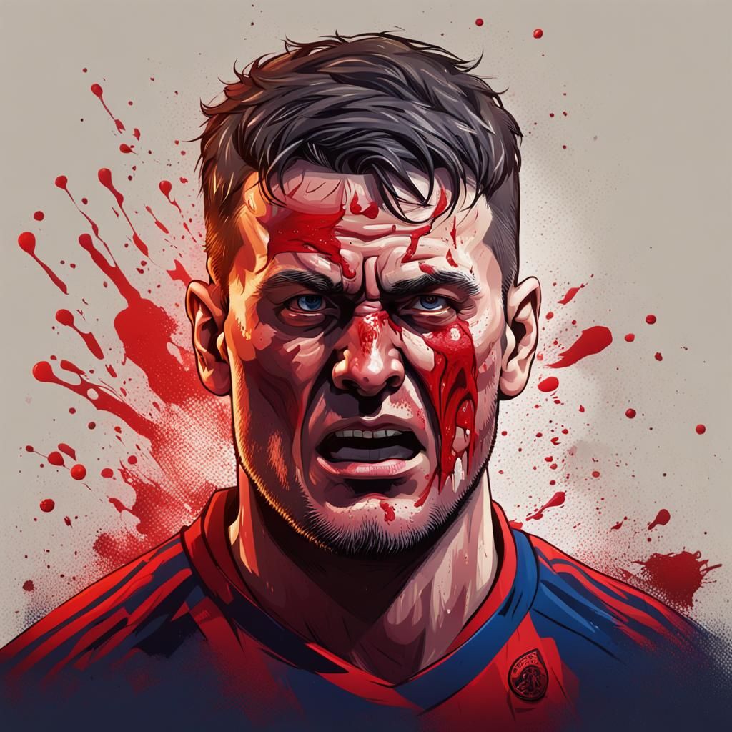 Hyperrealistic Portrait of a Football Hooligan