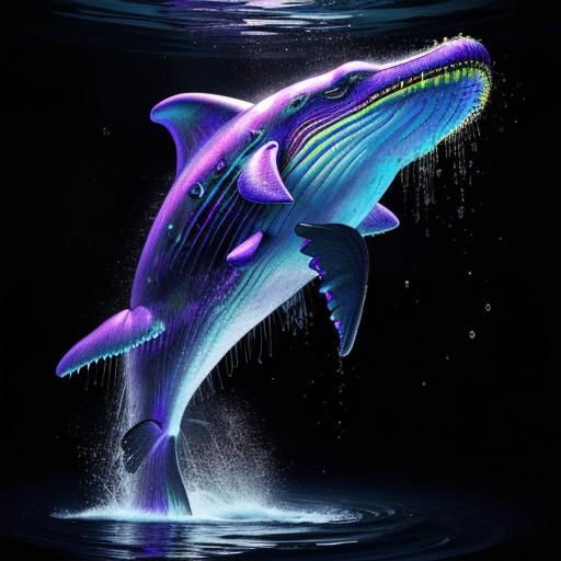 Cosmic Whale with Sombrero in Psychedelic Style