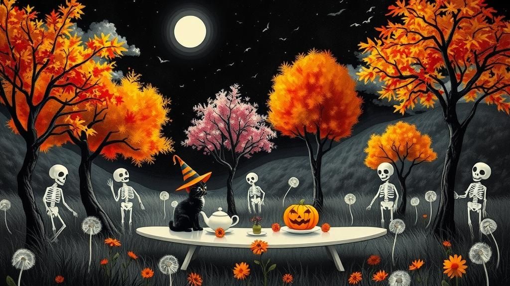 Surreal Autumn Tea Party in Rayograph Style