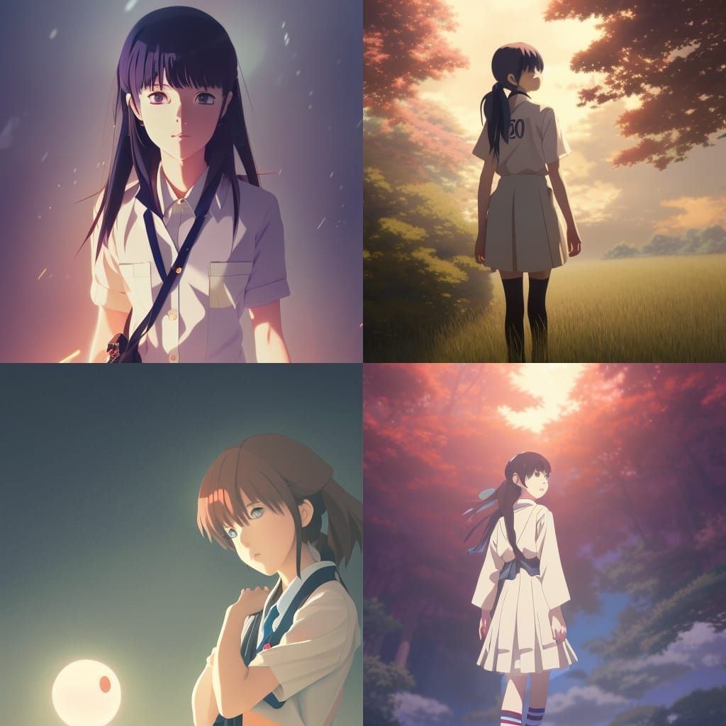 Anime Girl in School Uniform, Ghibli Style