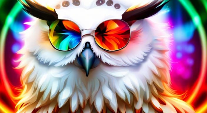 Psychedelic Owl with Dreadlocks in 3D