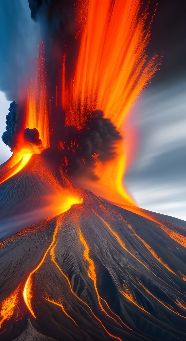 Volcano Eruption with Fire and Lava