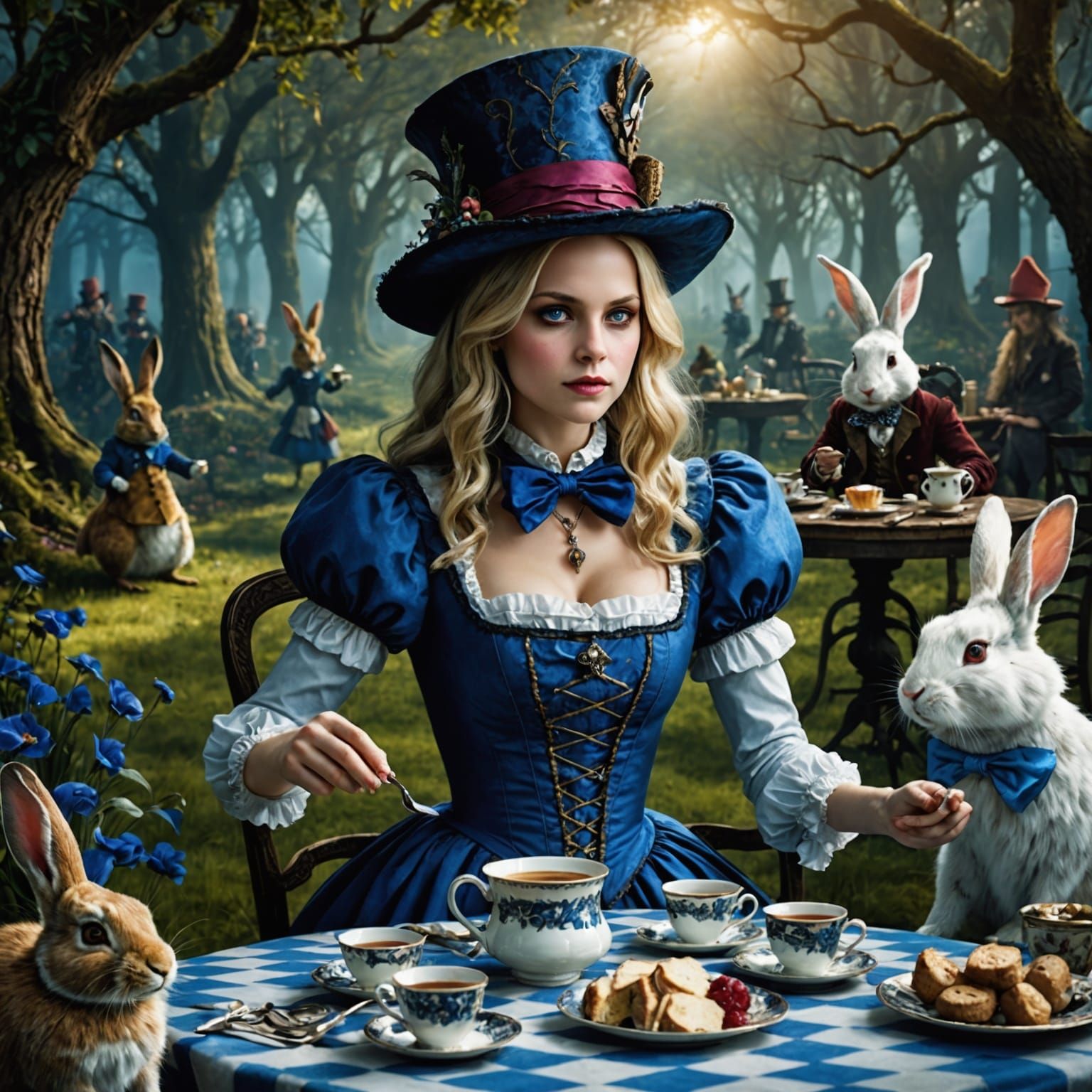 Alice in Dark Wonderland Tea Party, 8k Resolution