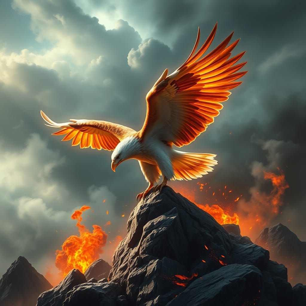 Eagle in Stormy Skies, Matte Painting