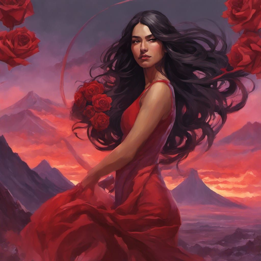 Volcano Dancer in Ring of Fire: Hyperdetailed Art