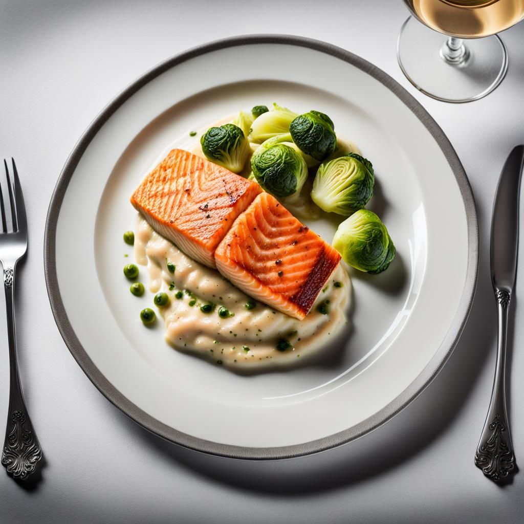 Salmon and Brussels Sprouts: A Realistic Food Photo