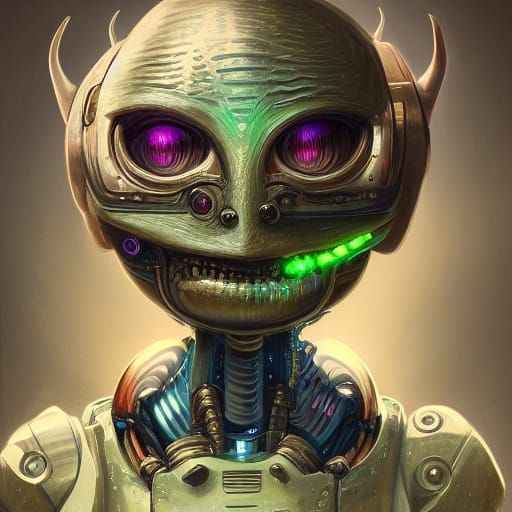 Cybernetic Goblin Portrait in Cyberpunk Style