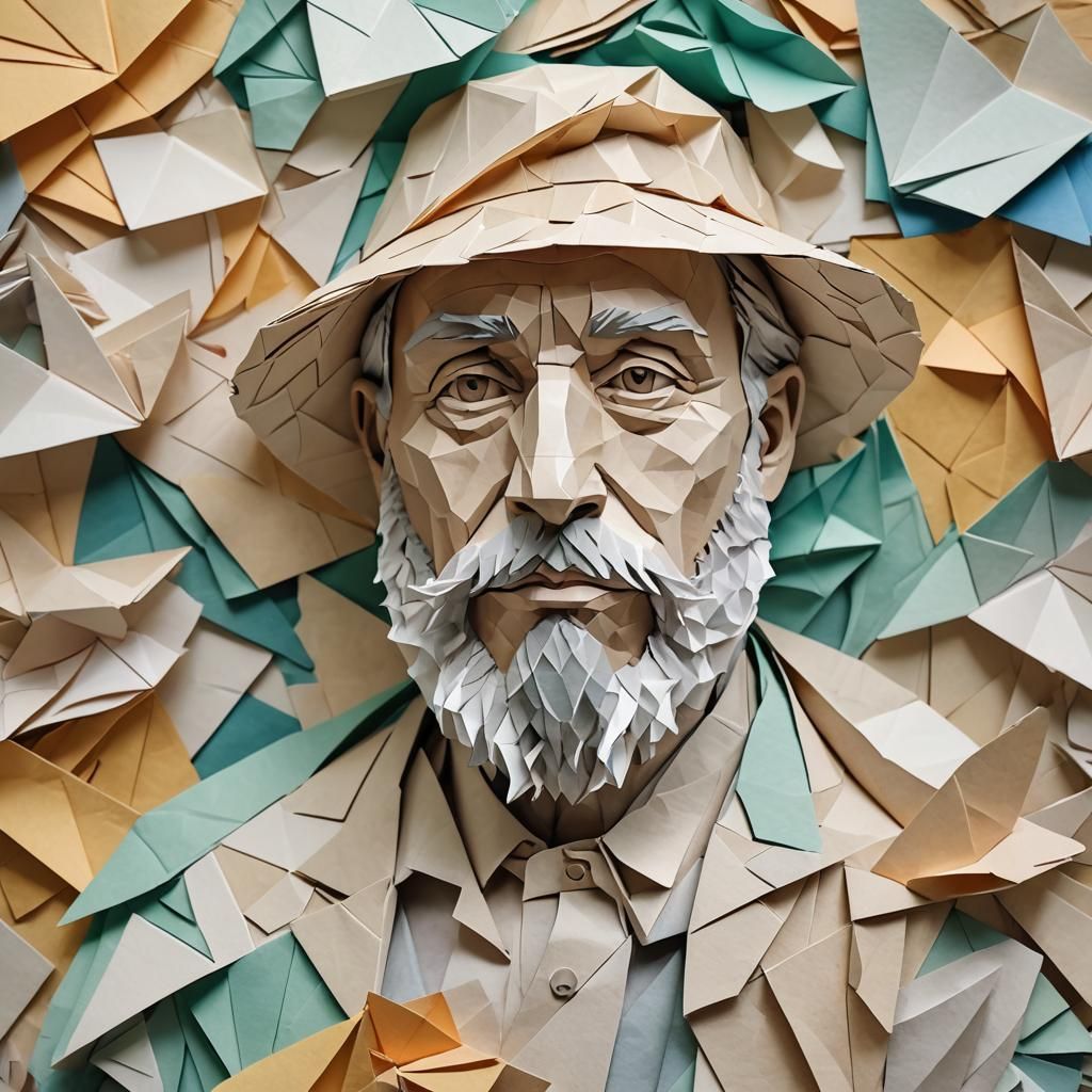 Monet-Style Layered Paper Portrait in 8K
