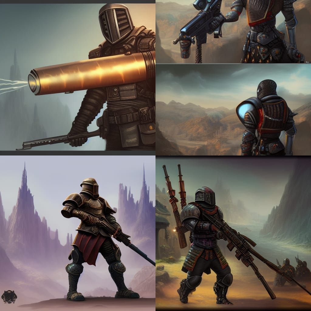 Grenade Launcher Knight: Detailed Fantasy Concept Art