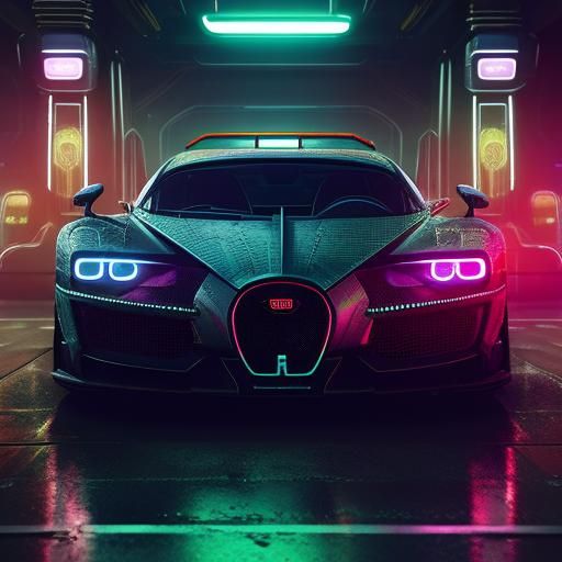 Cyberpunk Robot Racer in Space with Neon Lights