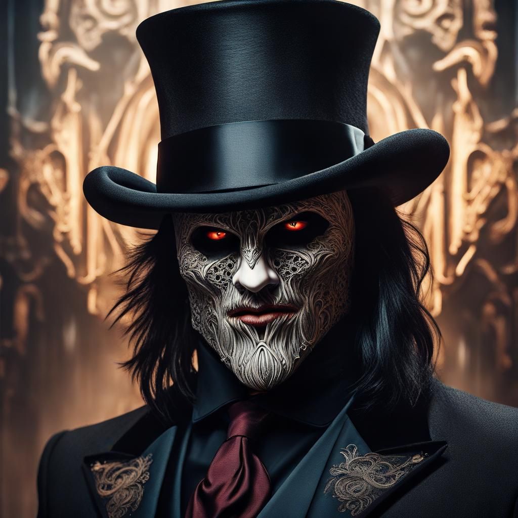 Vampire Hunter with Wooden Mask, Detailed Matte Painting