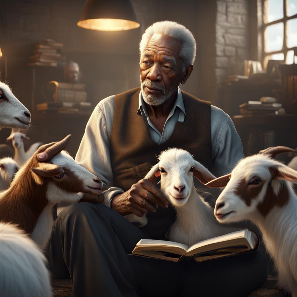 Morgan Freeman Reads to Baby Goats