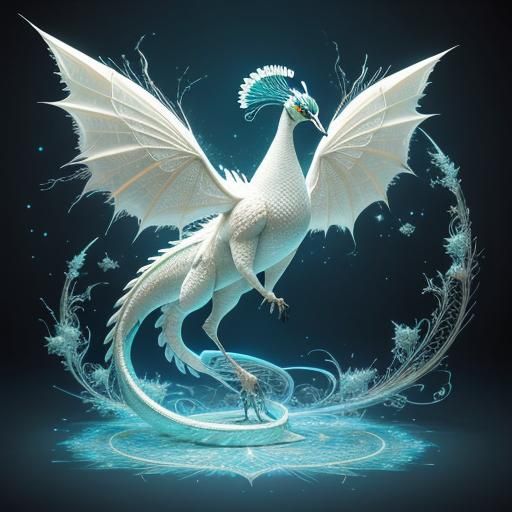 String Art: White Peacock and Fractal Dragon