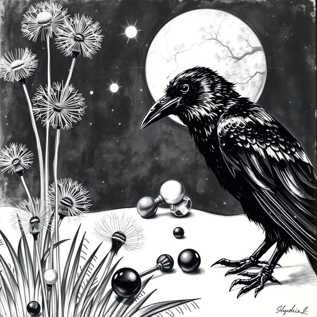 Surreal Whimsy in Black and White: Crayon Drawings and Rayog...