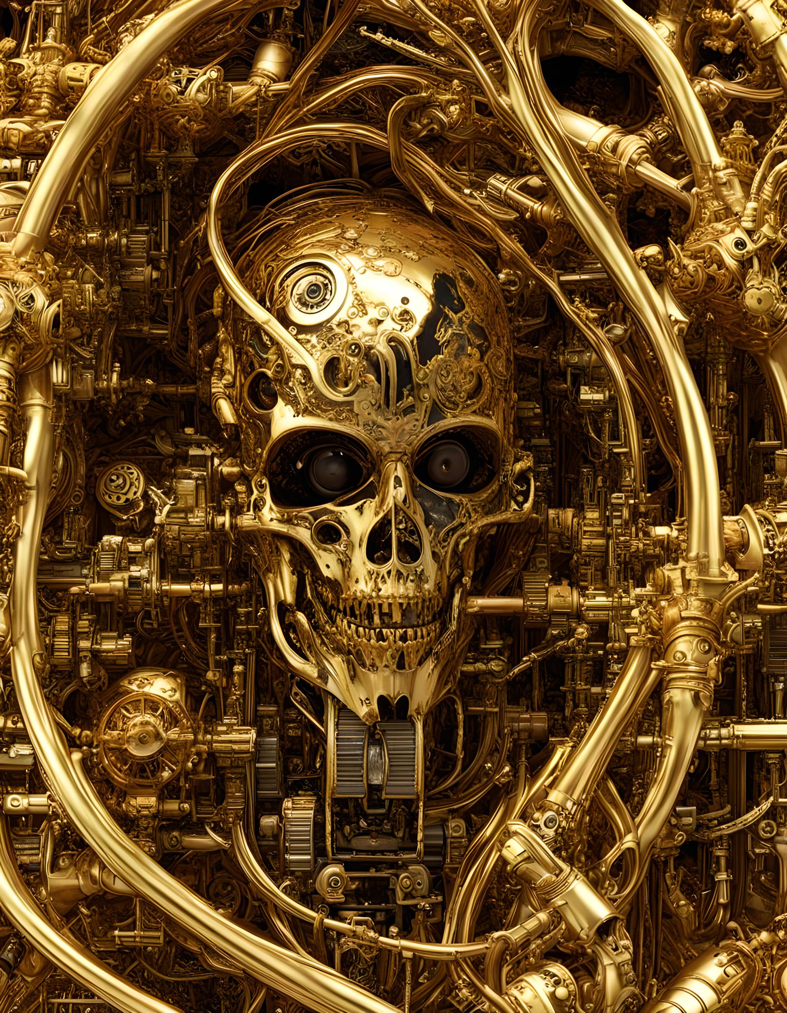 Steampunk Albino Humanoid with Biomechanical Details