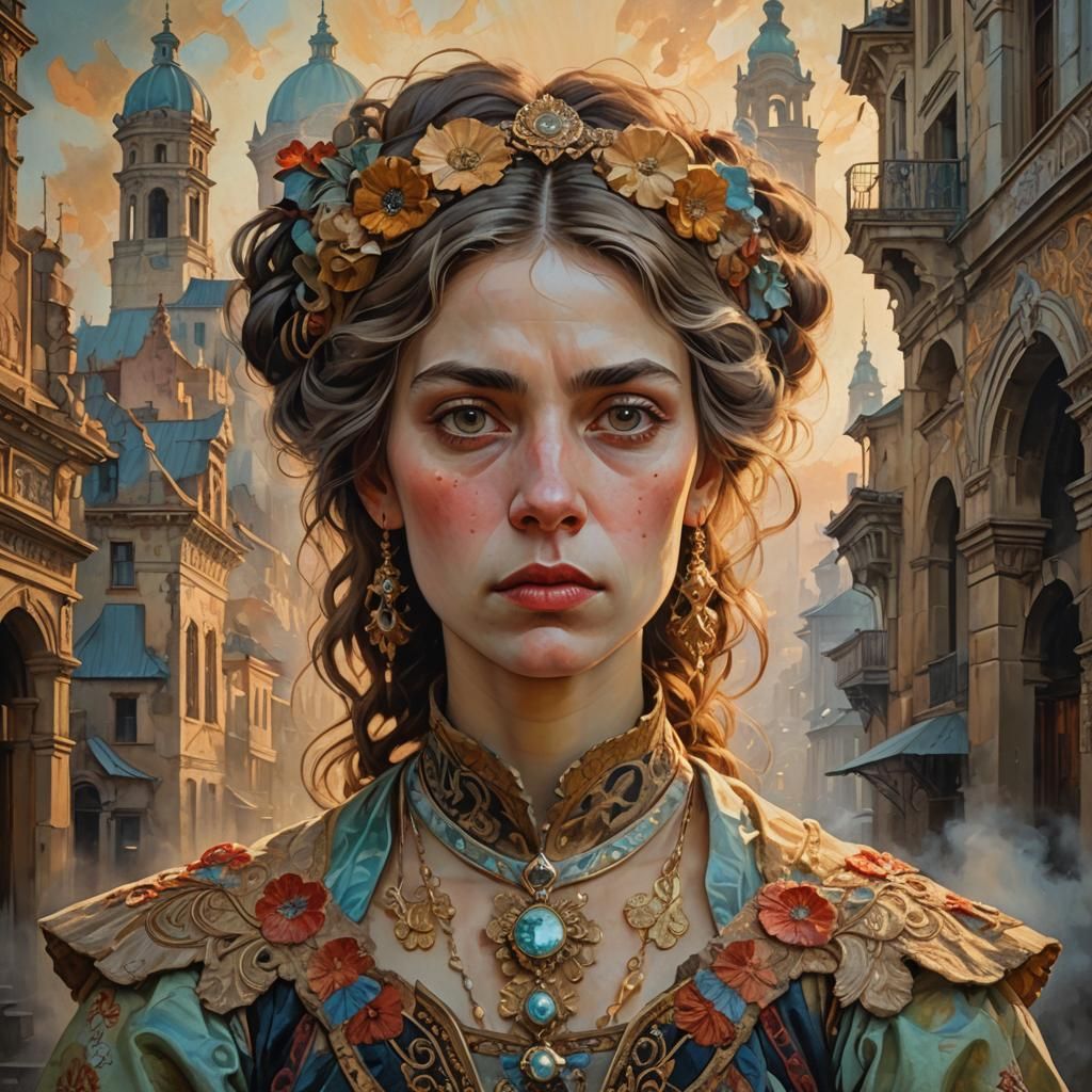 Baroque Surrealism Portrait in Oil Painting Style