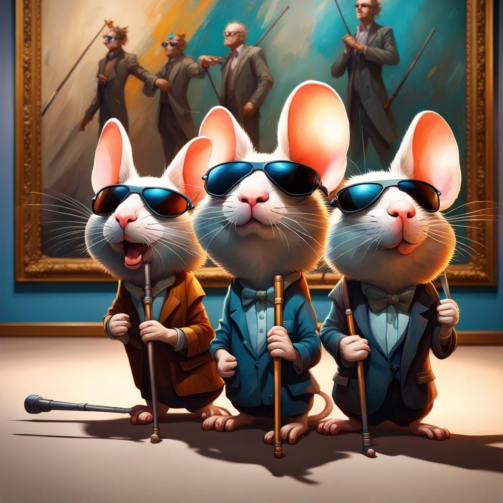 Blind Mice Discover Modern Art in Hyperdetailed Portrait