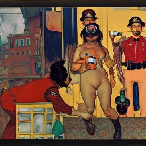 Dystopian Steampunk Soda Car Arrest