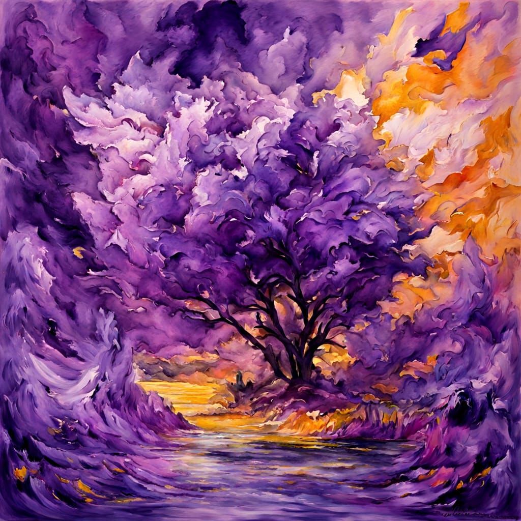 Born in Purple: Gouache and Watercolor Masterpiece