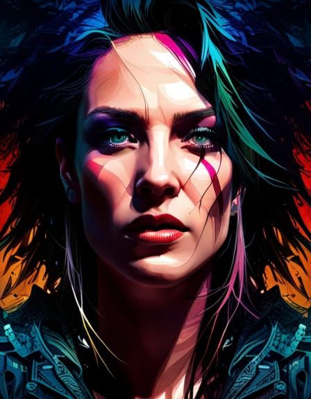 Hyperrealistic Delirium Portrait in Polychromatic Noir