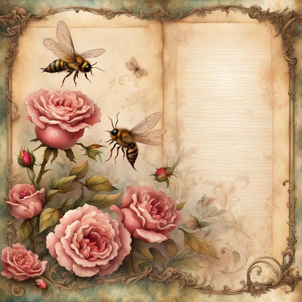 Steampunk Rose Garden with Bees and Music