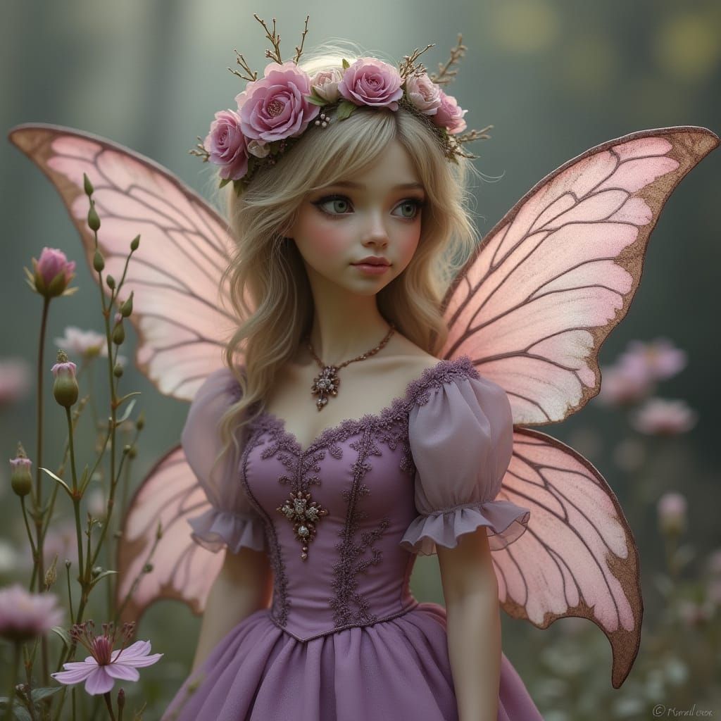 Ethereal Faerie Queen Portrait in Art Nouveau Style