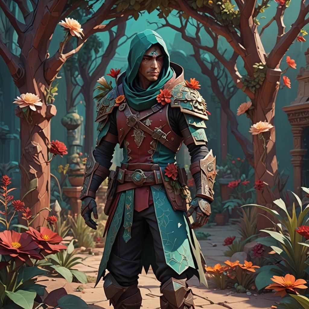 Phytoid Rogue Kifa in Low-Poly 3D Matte Painting