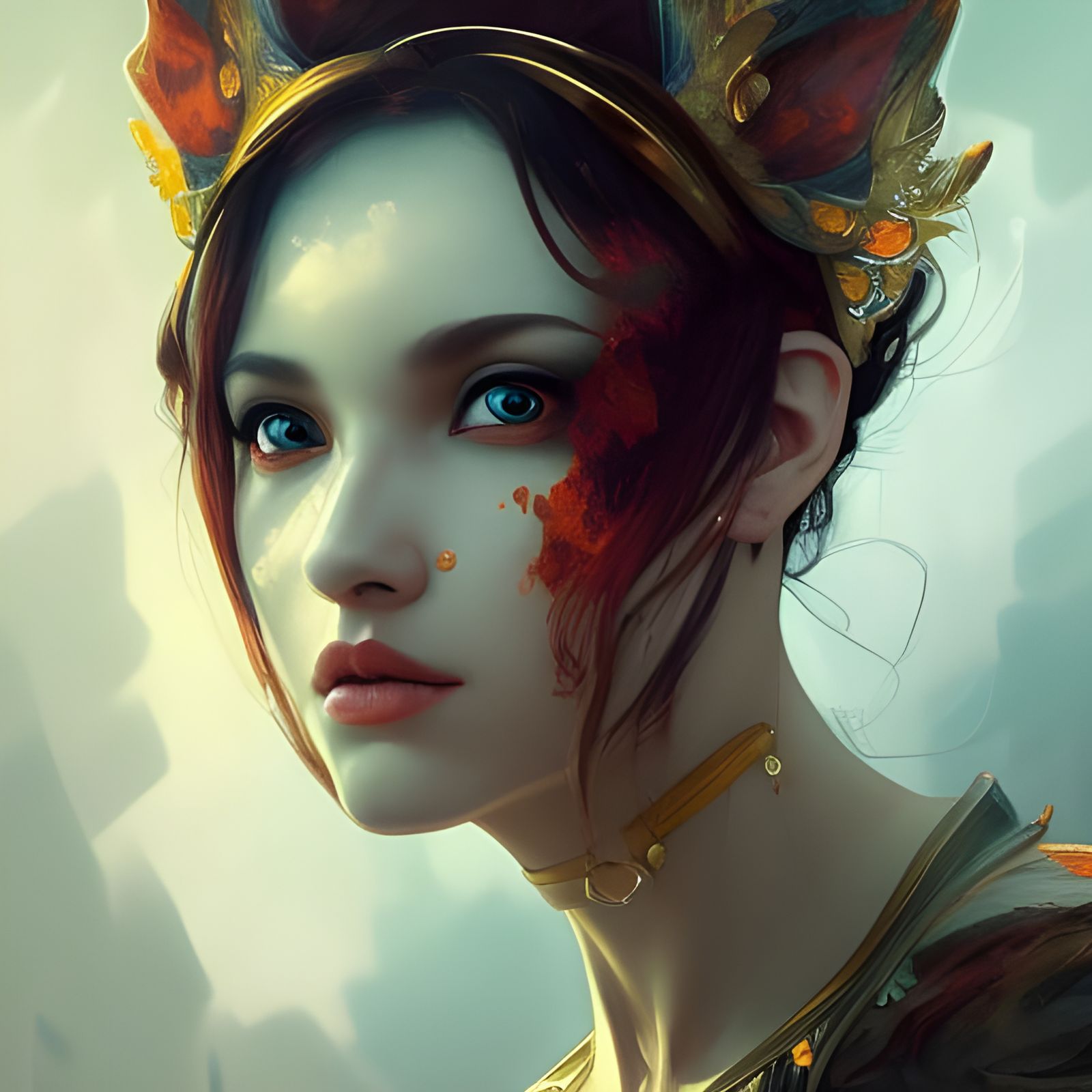 Fox Goddess Portrait in Hyperdetailed Style