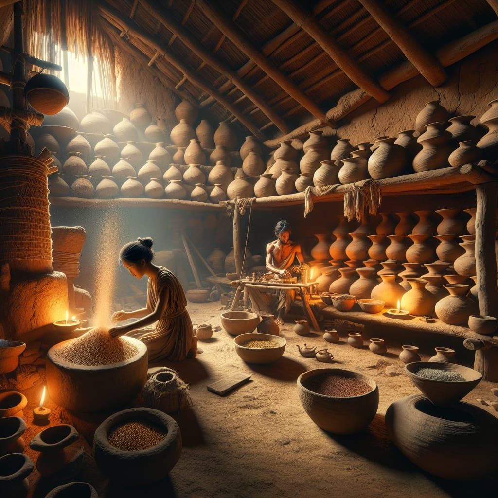 Ancient Mohenjo-Daro Home Interior with Daily Life