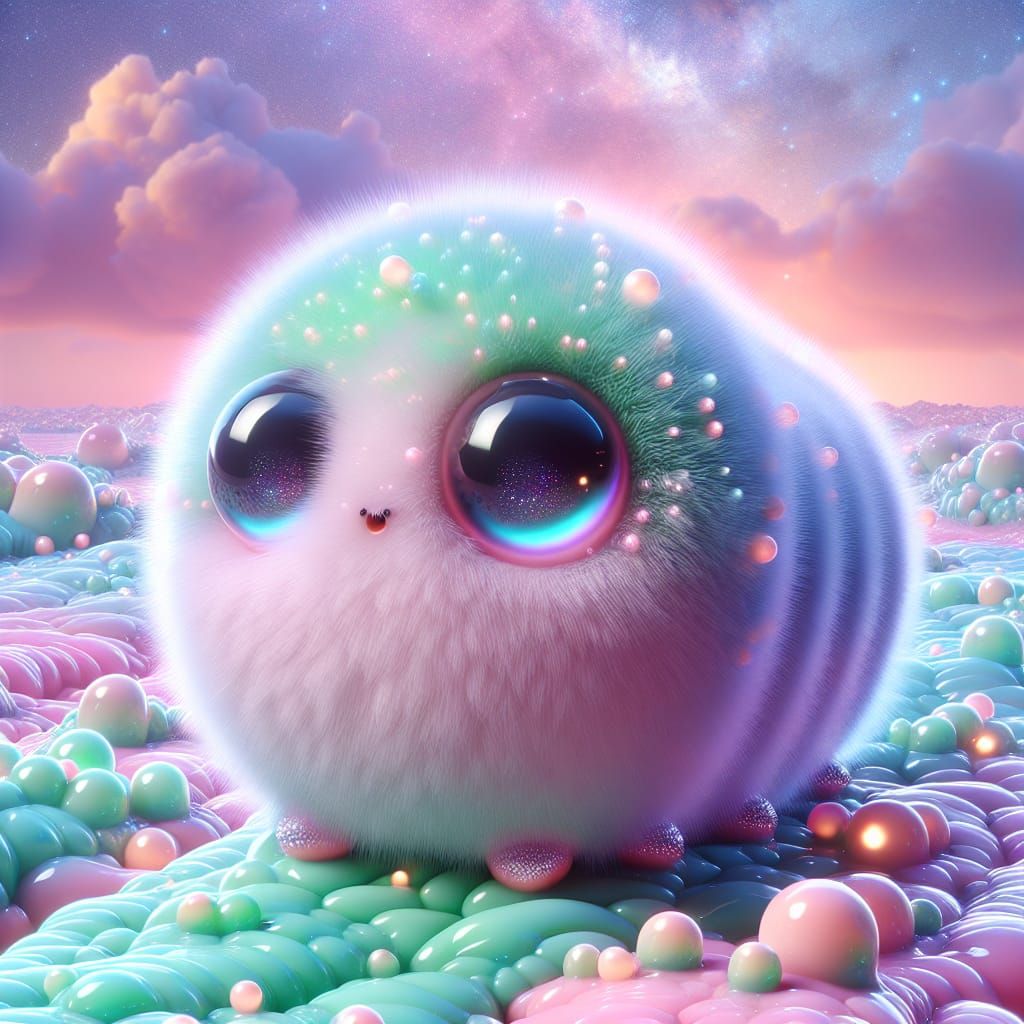 Chubby Alien Caterpillar Explores Vibrant Extraterrestrial L...