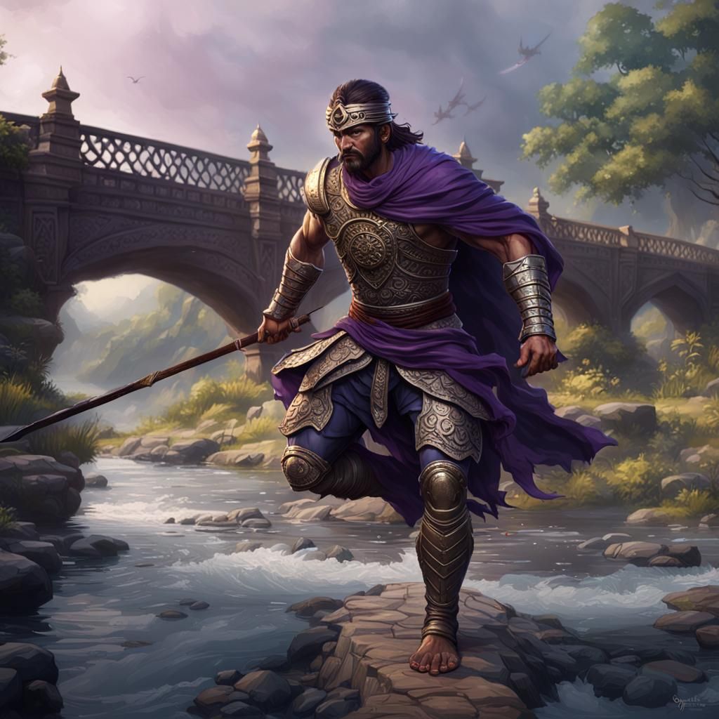 Indian Warrior Sprinting: Dark Fantasy Concept Art