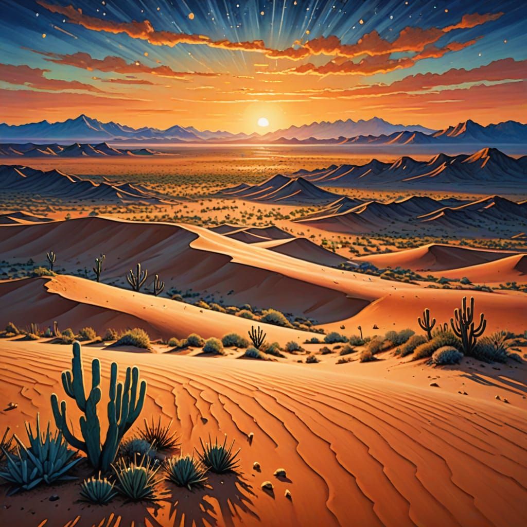 Texan  Desert sunrise after starry night