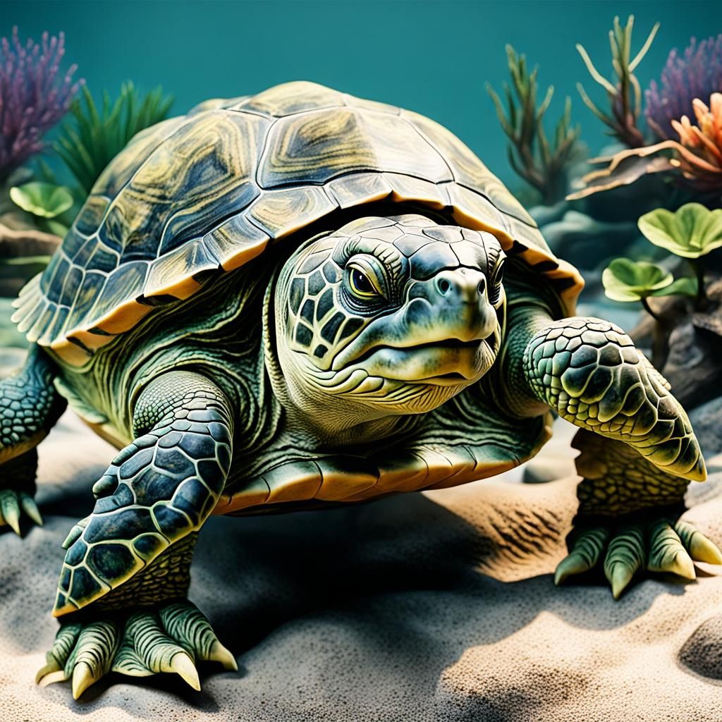 Realistic Franklin the Turtle Illustration