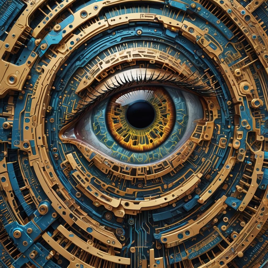 Cybernetic Eye with Circuit Board Iris in HDR