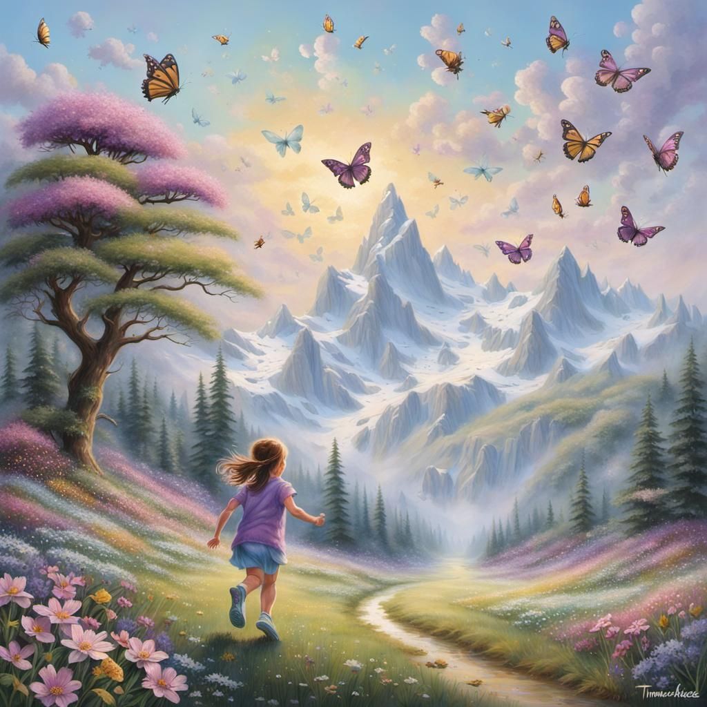 Spring Meadow with Blue Sneakers, Ethereal Fantasy Style