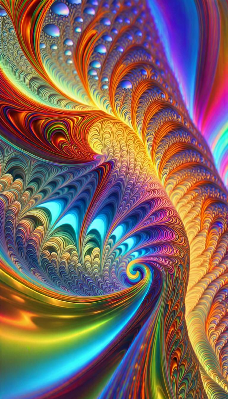 Blissful Fractal Form in Rainbow Titanium: Digital Abstract ...
