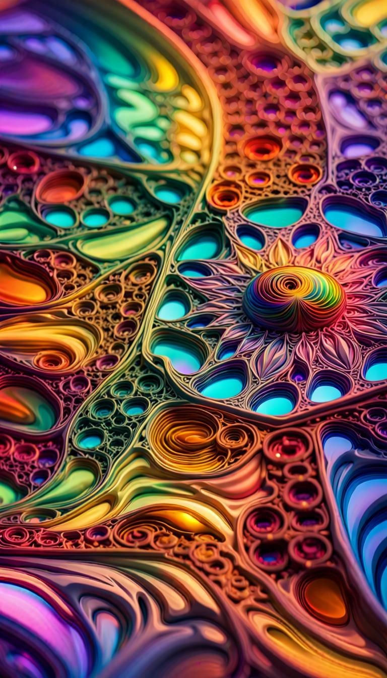 Vibrant Geometric Abstract Art in Rainbow Colors