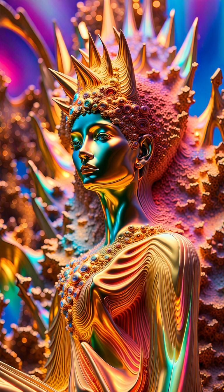 Radiant Fractals Dance in Psychedelic Crystal Structures