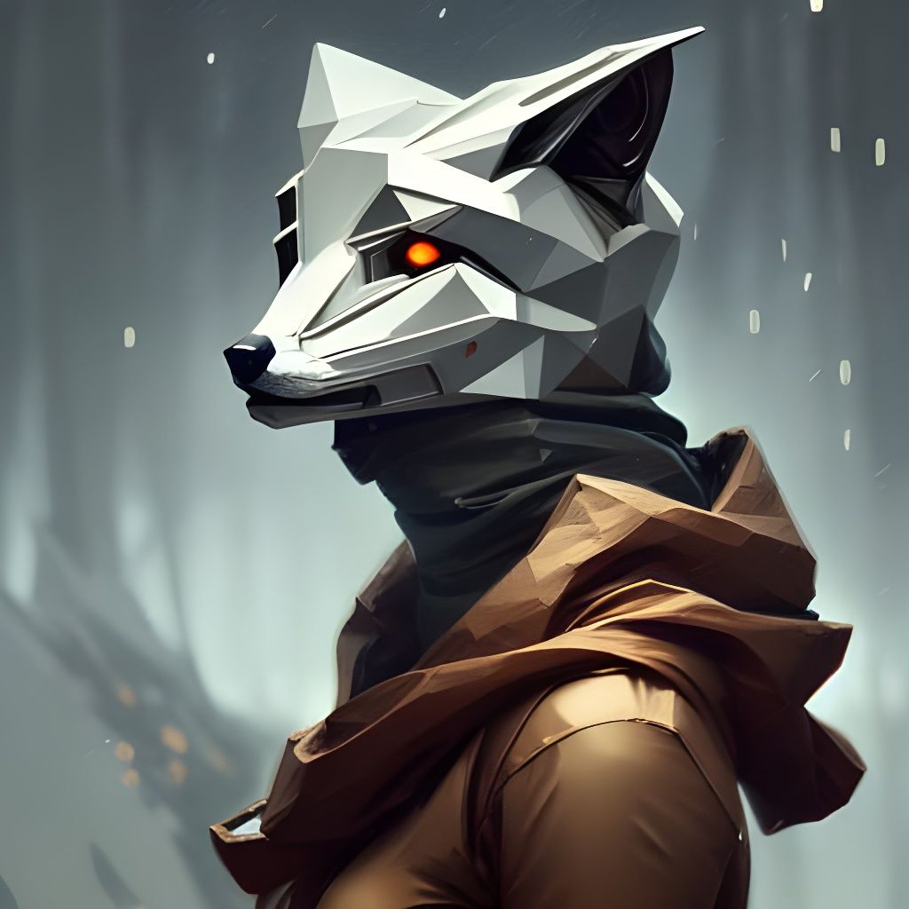 Hooded Cyborg Fox Portrait in Hyperdetailed Style
