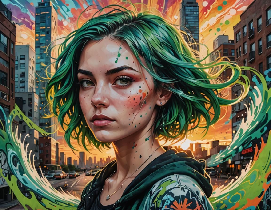 Issey Cross Portrait in Graffiti Art Style