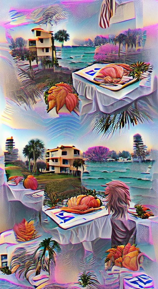 Vaporwave Thanksgiving Watercolor in Sarasota