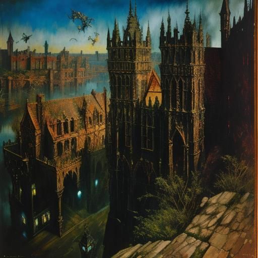Gormenghast: An Expressionist Surreal Oil Painting