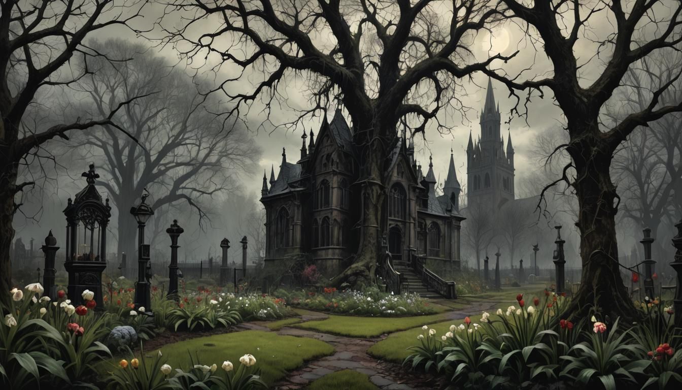 Sinister Gothic Horror Spring Garden